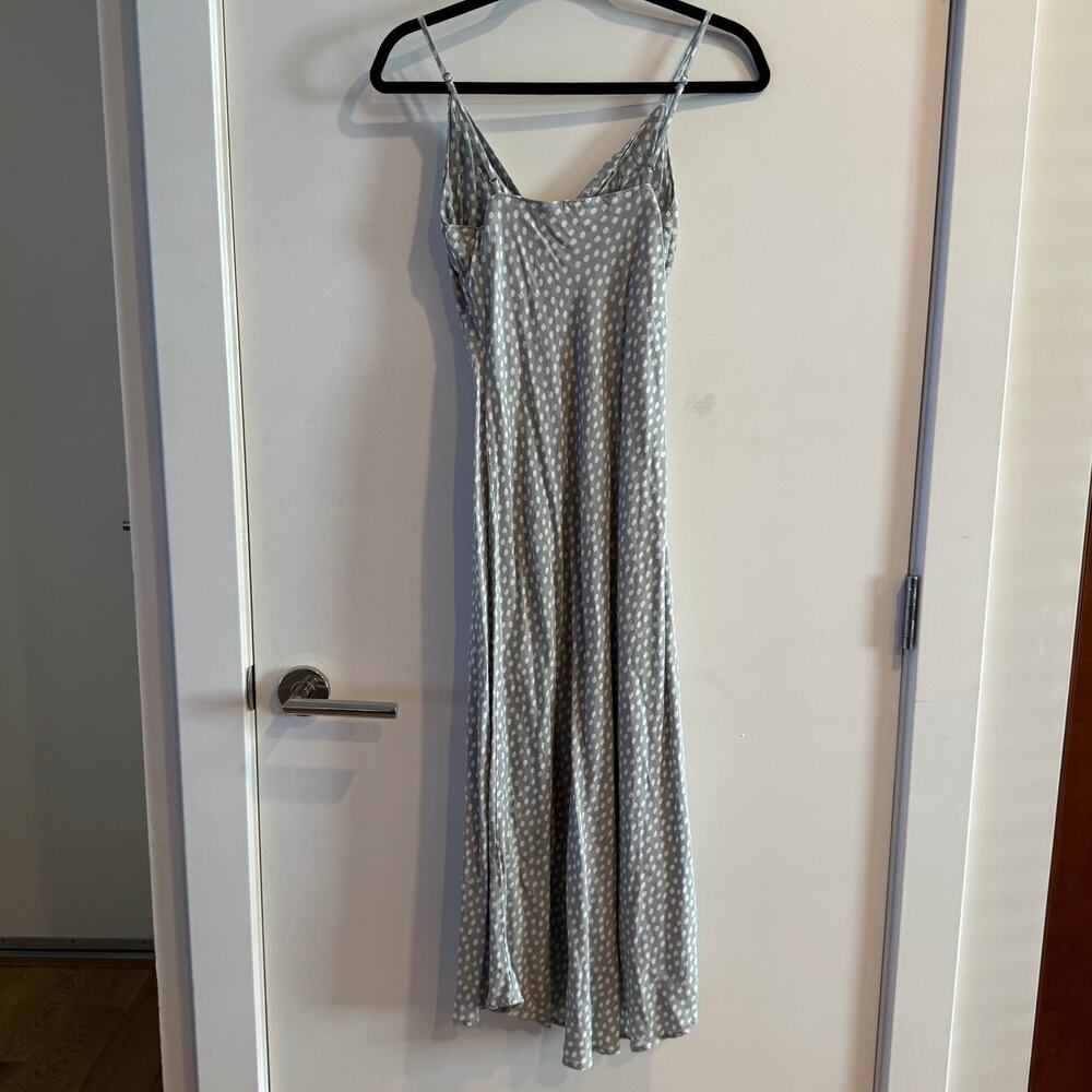 Abercrombie & Fitch Polka Dot Twist Front Midi Dress Gray White Strap Women Sz M - Picture 4 of 6